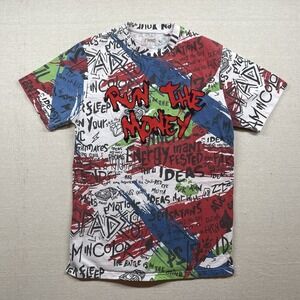 FWRD Denim Shirt Youth 2xl All Over Print Graphic Run The Money Embroidered